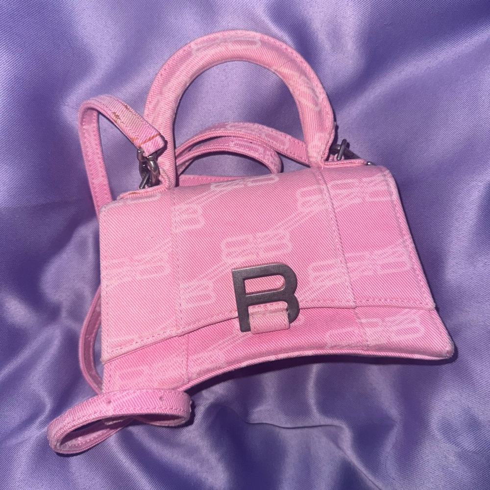 Balenciaga Pink Hourglass Mini Bag with Logo Accent